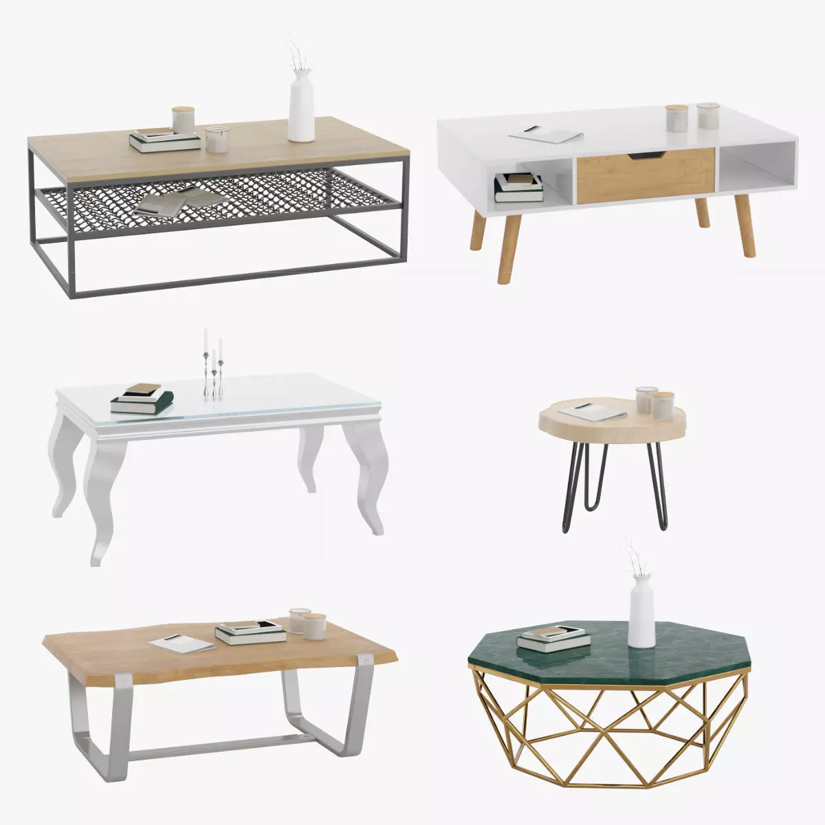 Coffee Table Sets Collection 3D model