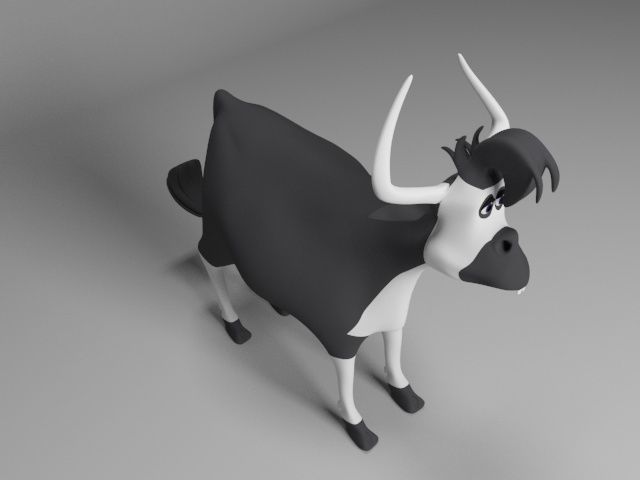 Cartoon Cow Low-poly 3D model_6