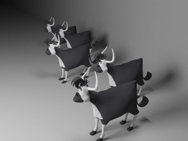 Cartoon Cow Low-poly 3D model_8