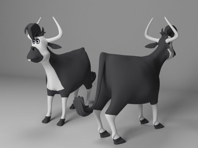 Cartoon Cow Low-poly 3D model_1