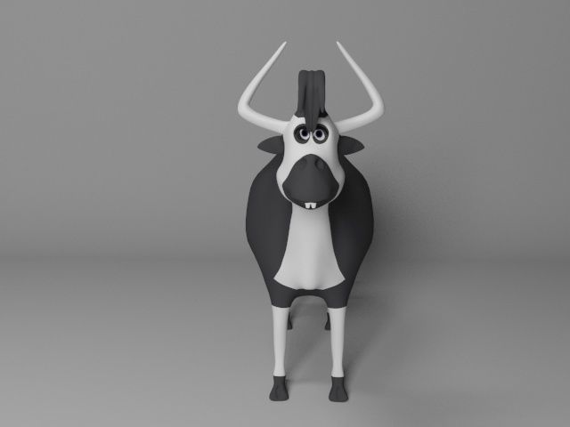Cartoon Cow Low-poly 3D model_3