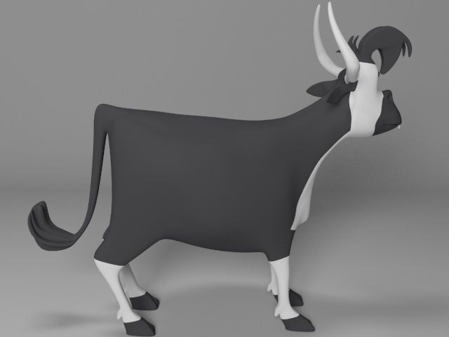 Cartoon Cow Low-poly 3D model_2