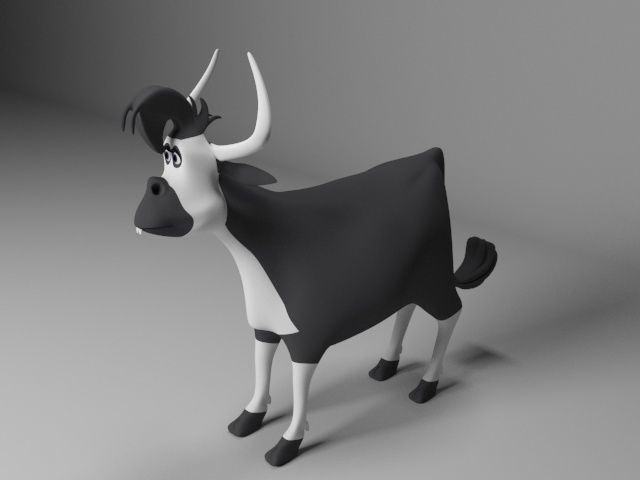 Cartoon Cow Low-poly 3D model_7