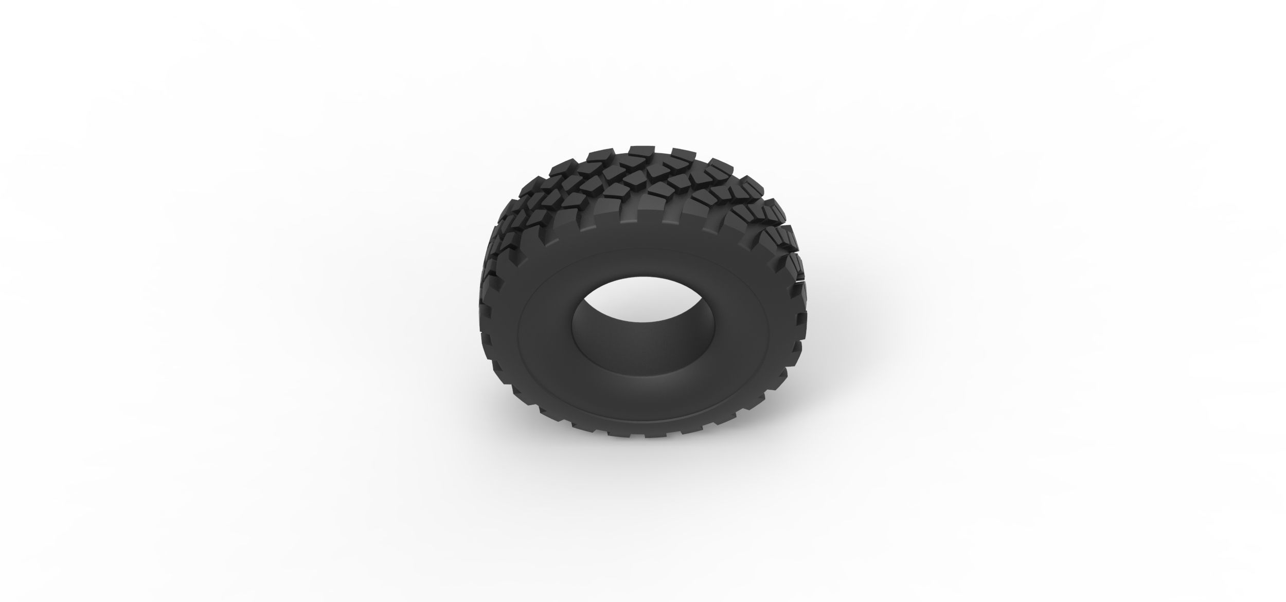 Military truck tire 11 Scale 1 to 25 3D print model_5