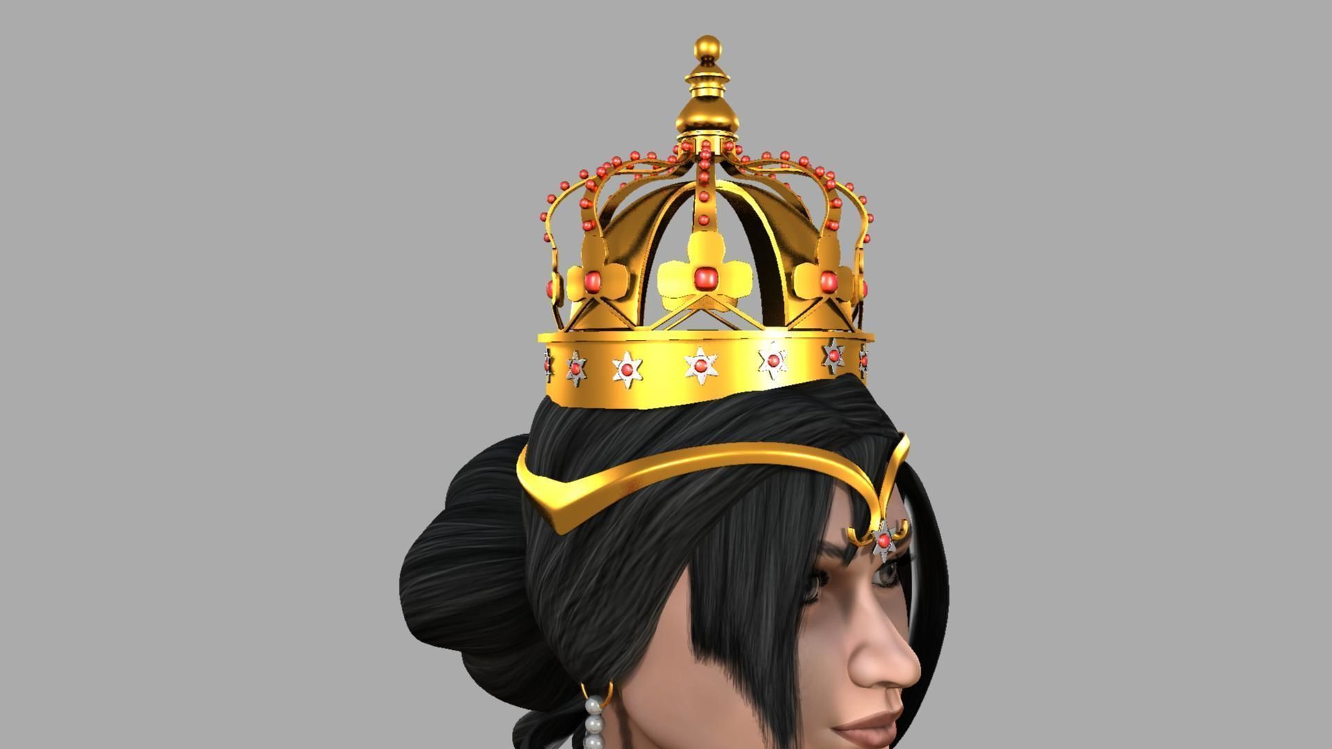 Queen woman wearing crown 3D model_21