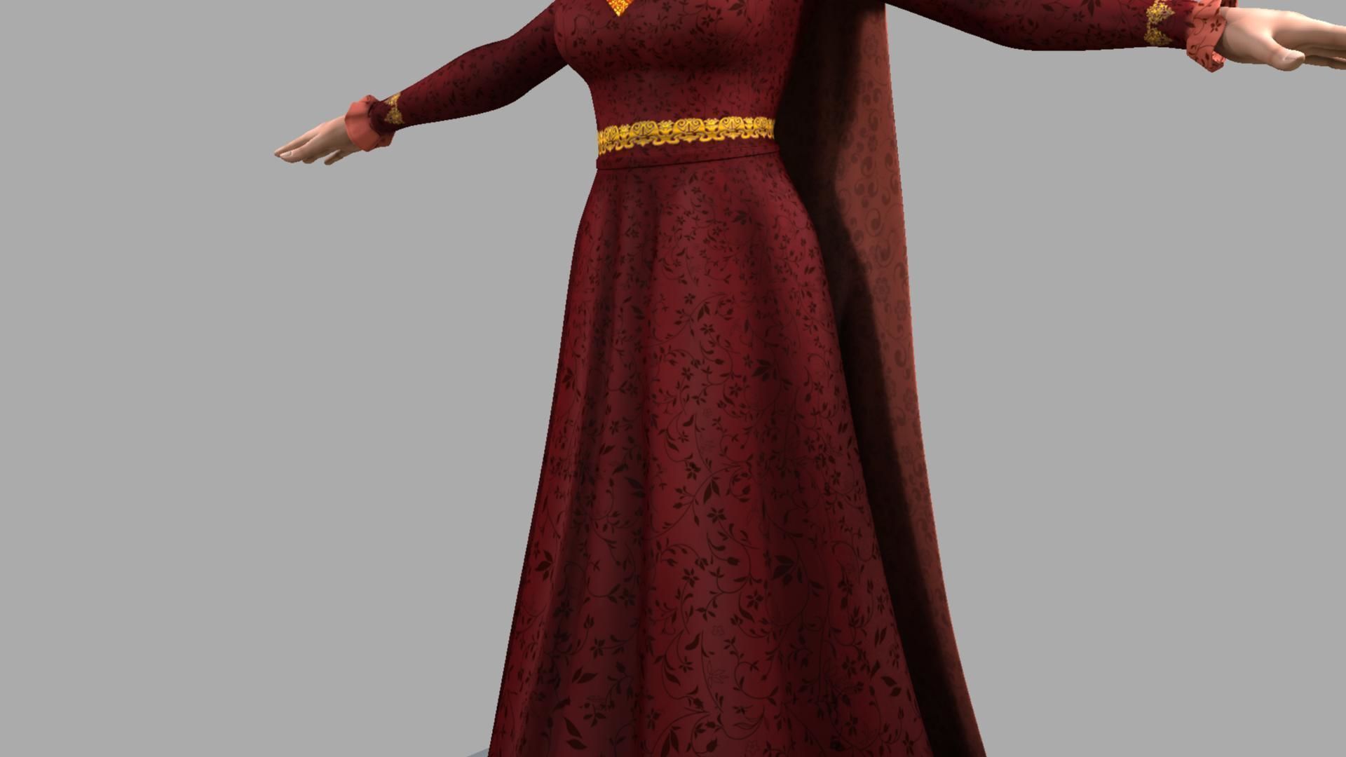 Queen woman wearing crown 3D model_2