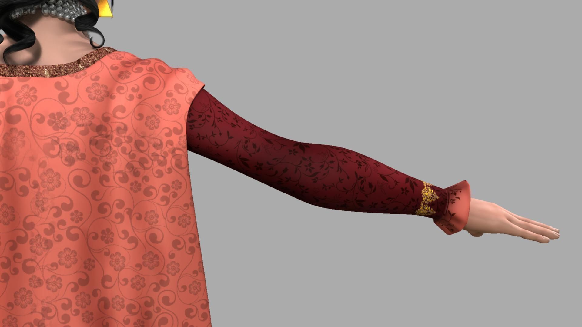 Queen woman wearing crown 3D model_11