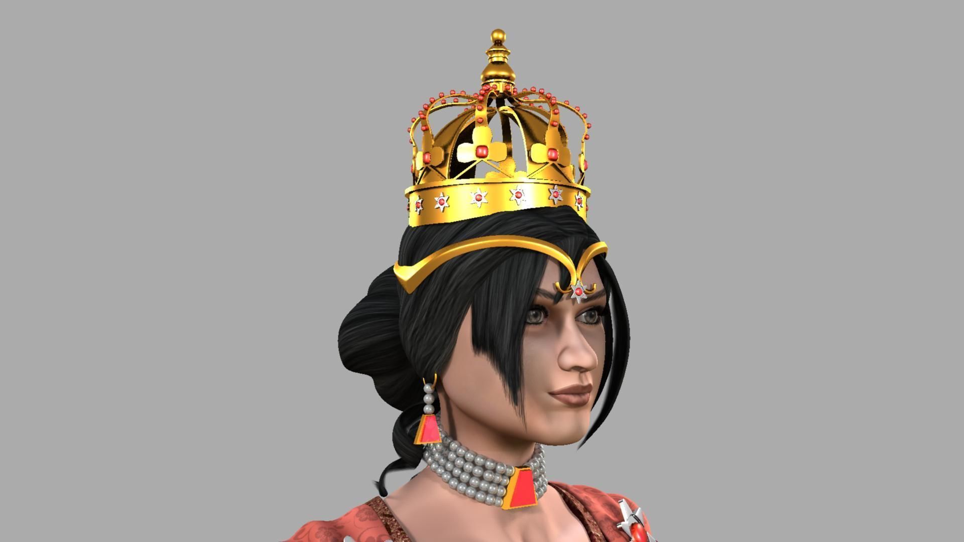 Queen woman wearing crown 3D model_34