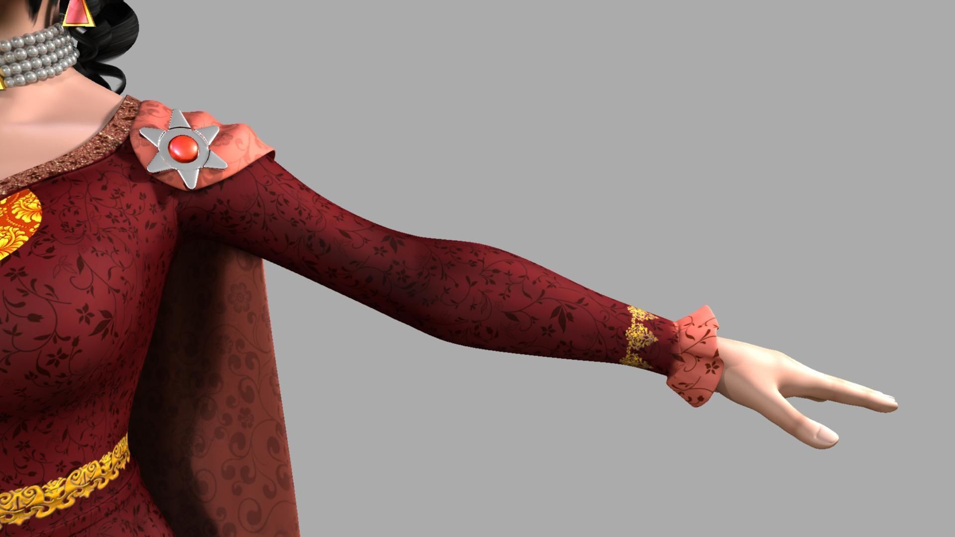 Queen woman wearing crown 3D model_9