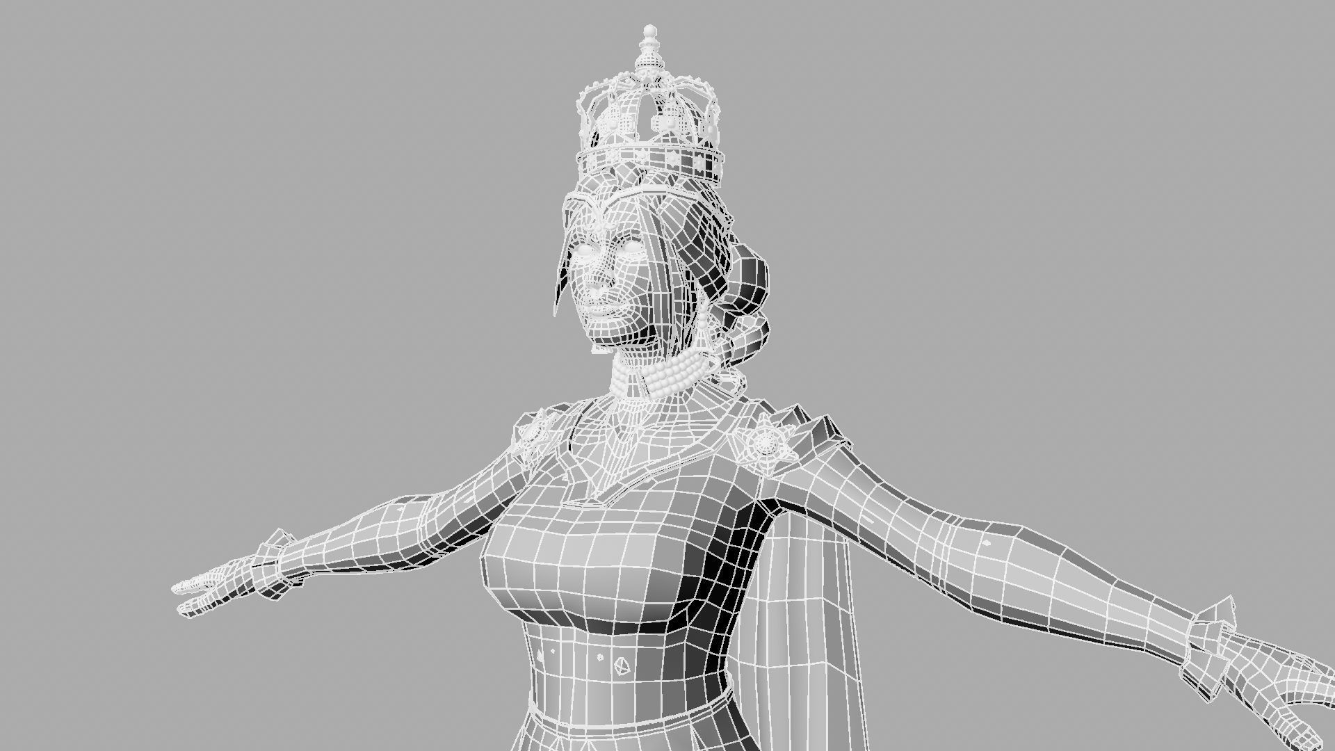 Queen woman wearing crown 3D model_29