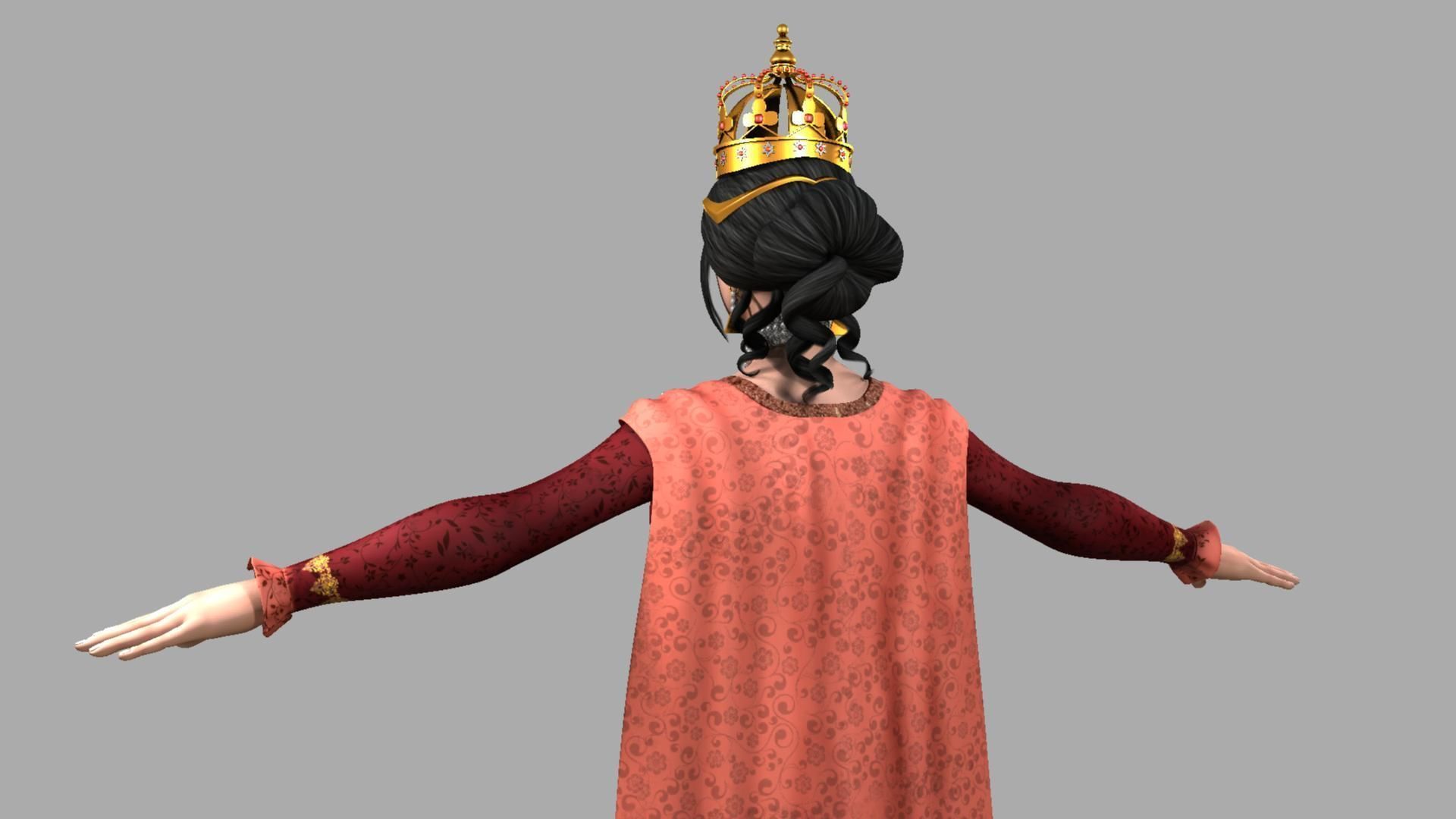 Queen woman wearing crown 3D model_57
