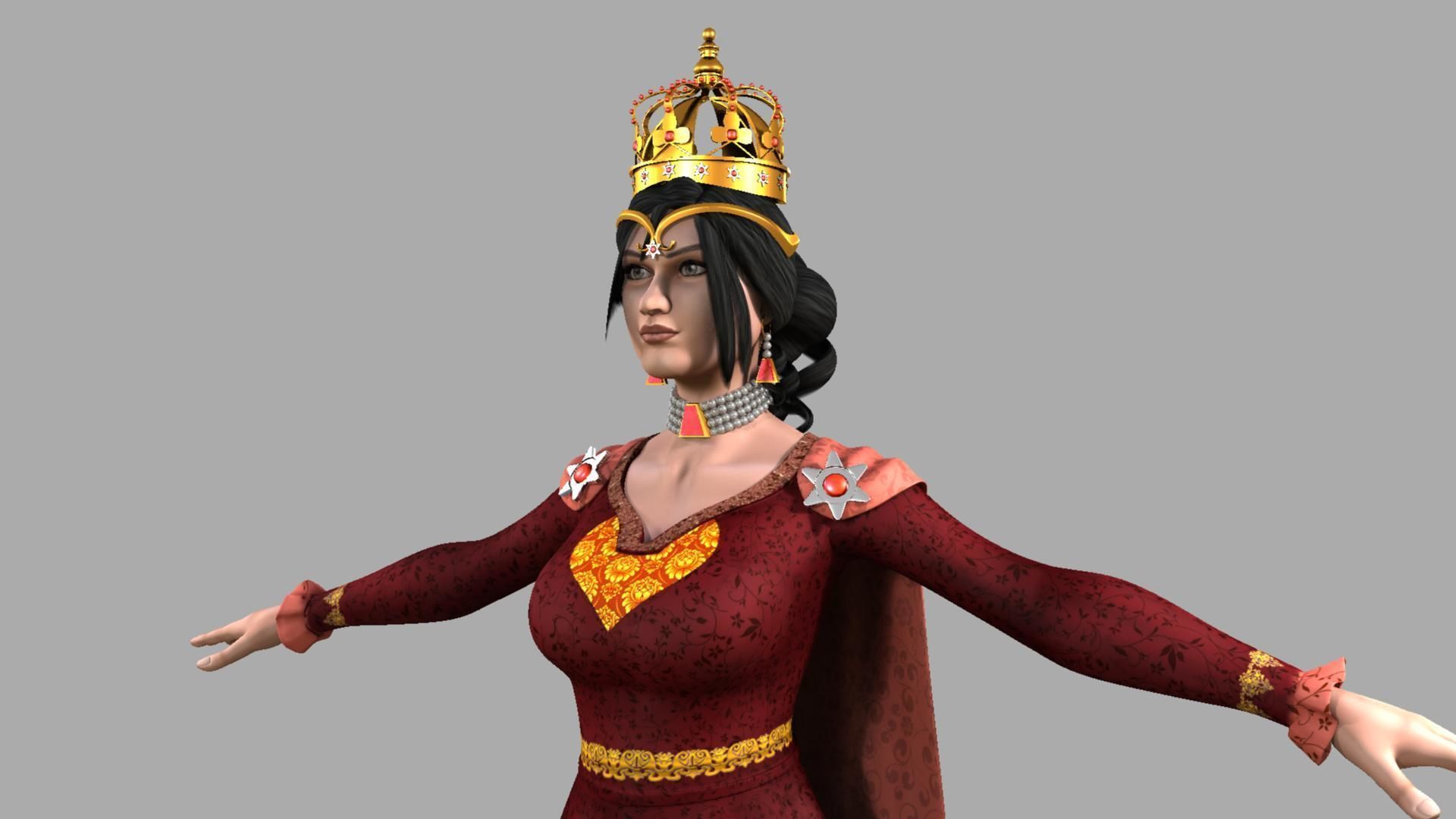 Queen woman wearing crown 3D model_56