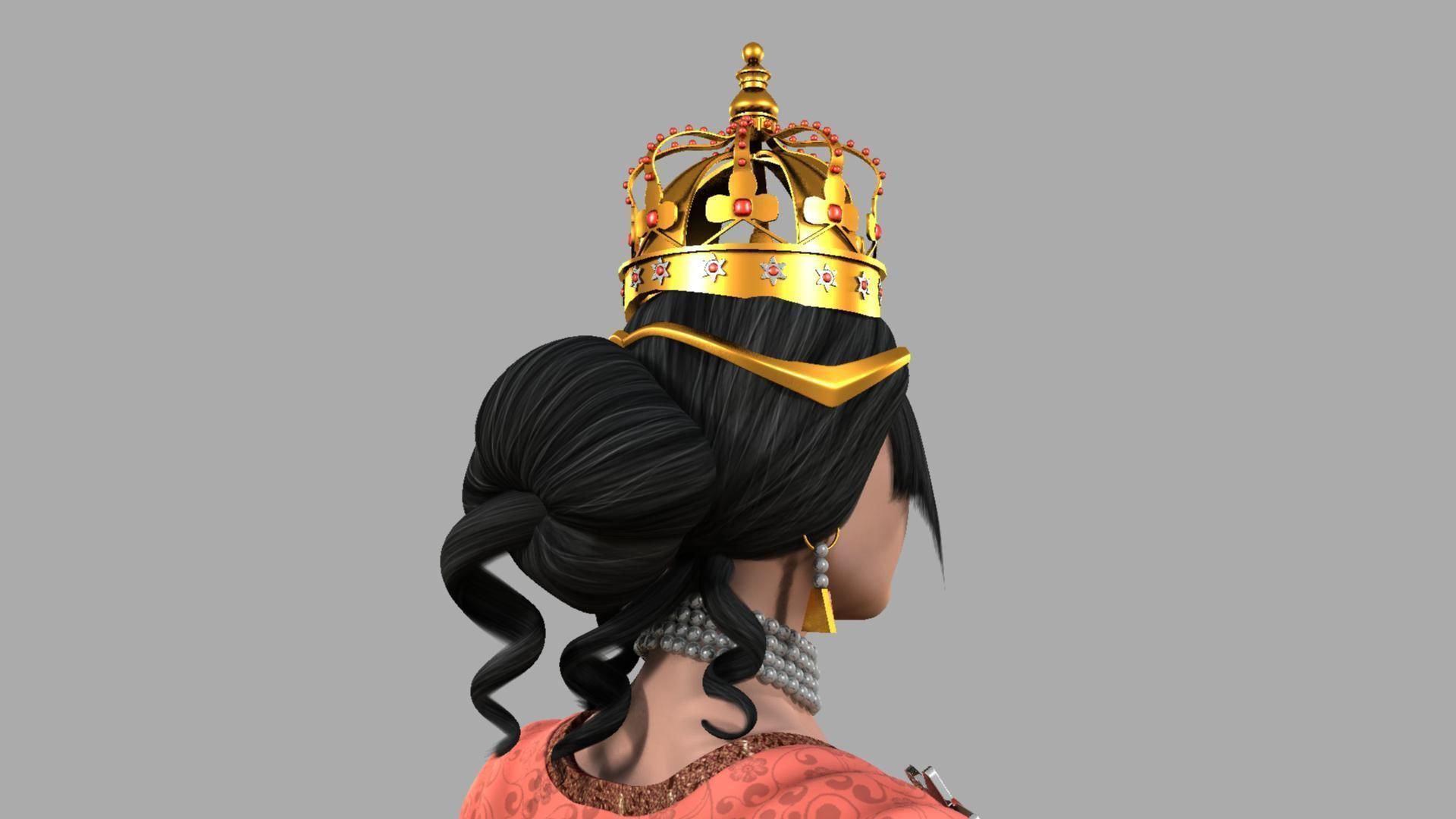 Queen woman wearing crown 3D model_23