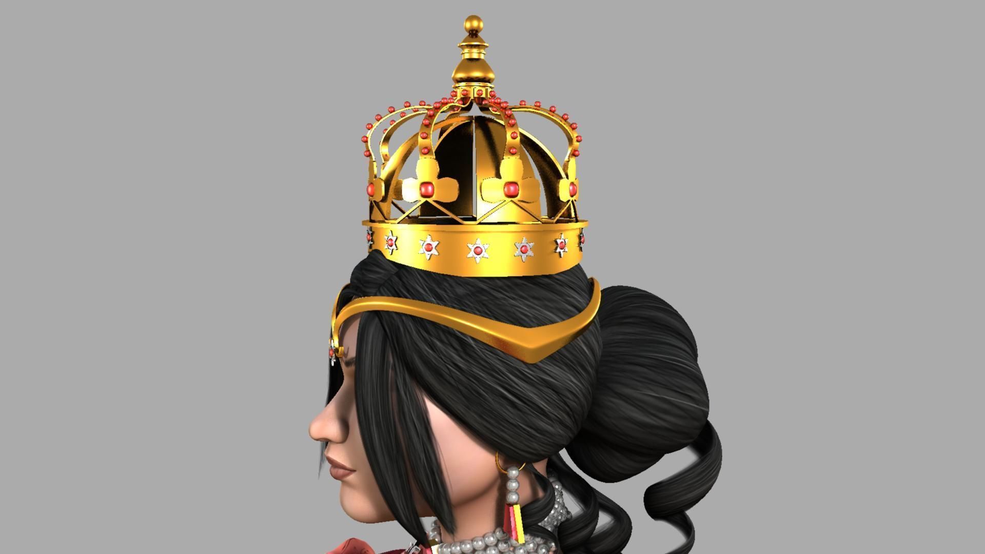 Queen woman wearing crown 3D model_22