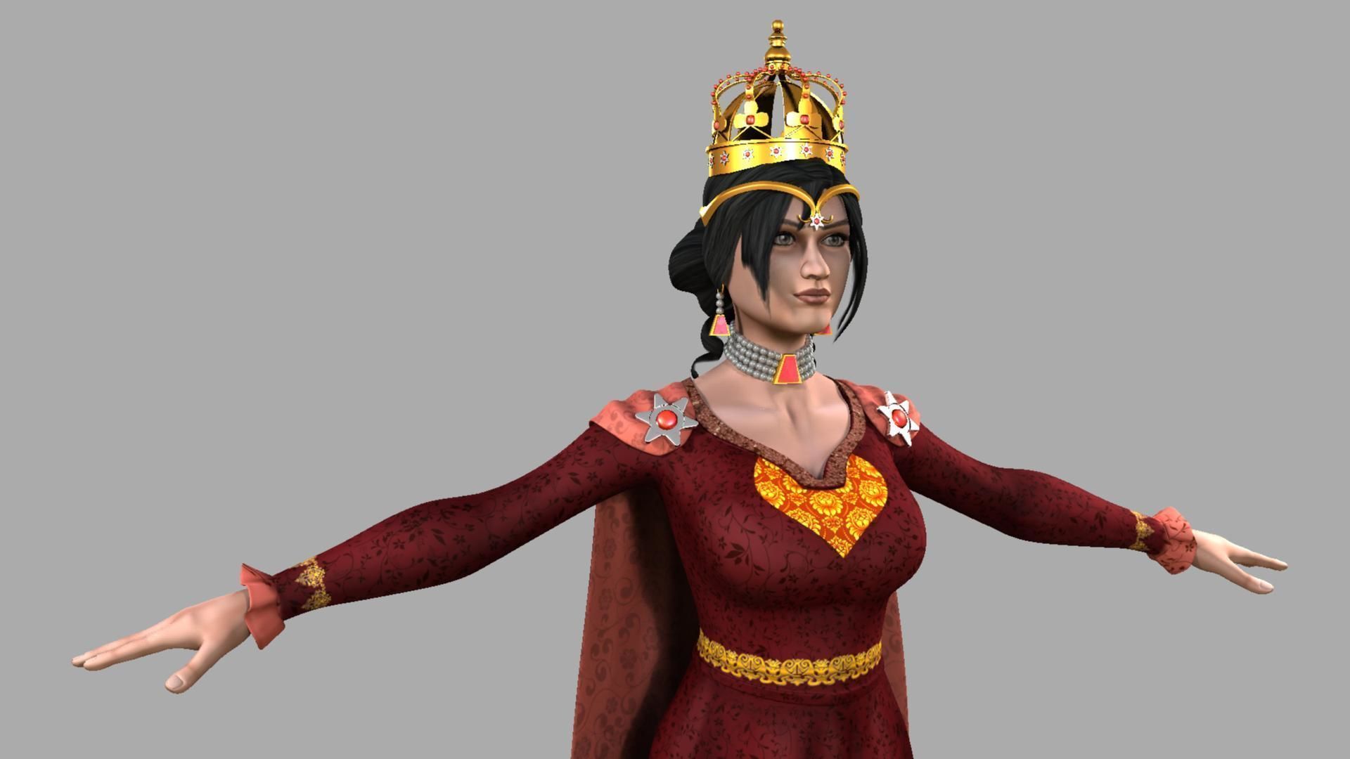 Queen woman wearing crown 3D model_45