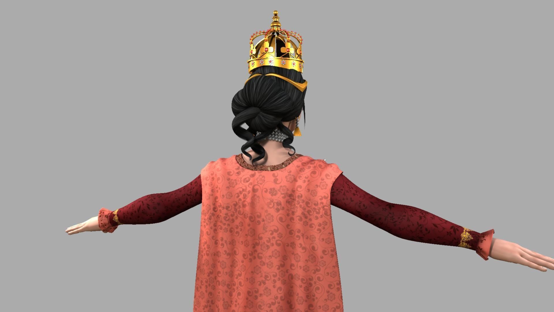 Queen woman wearing crown 3D model_58