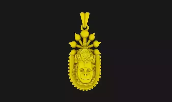 Lord Hanuman Gold Pendant Design Light Weight