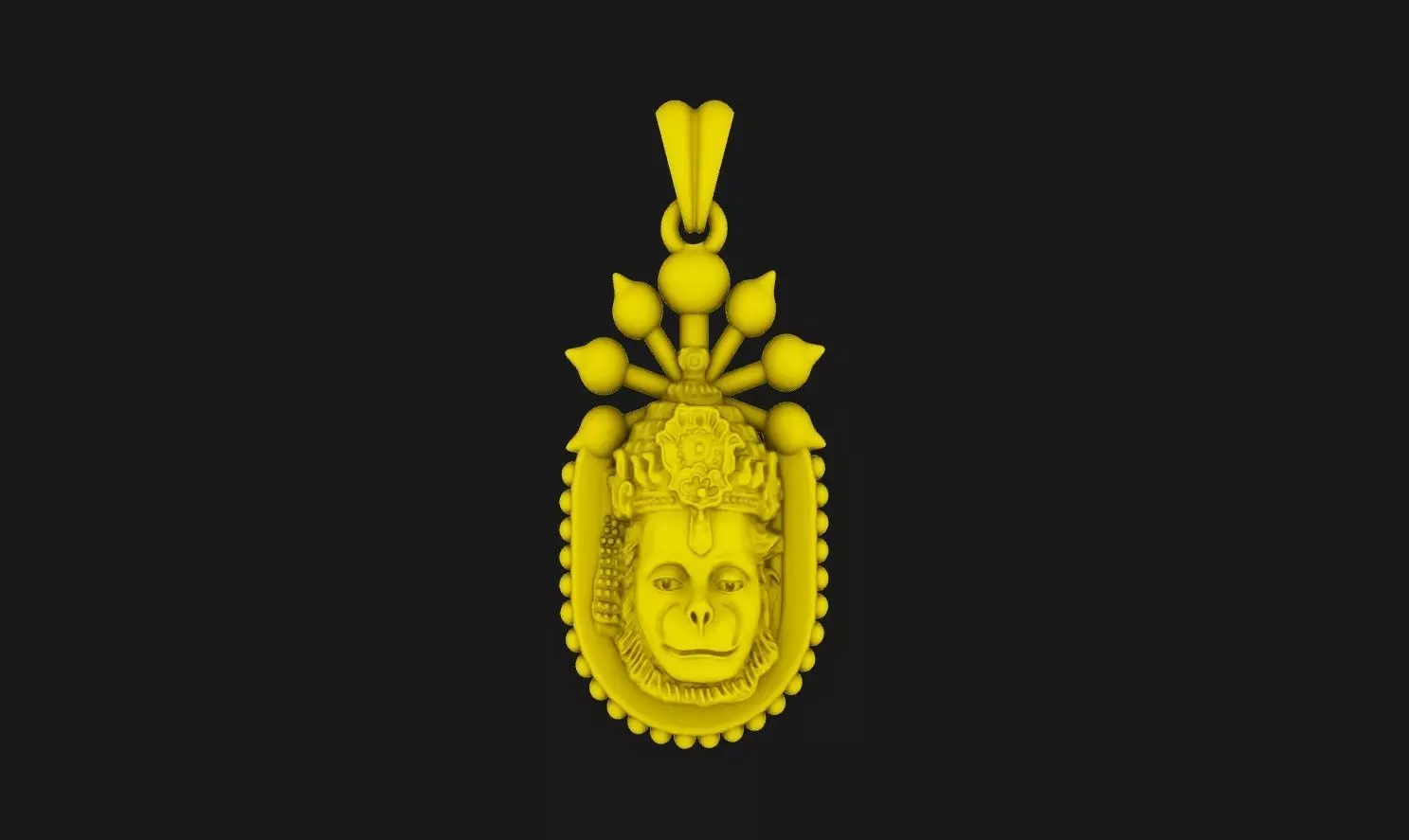 Lord Hanuman Gold Pendant Design Light Weight 3D print model