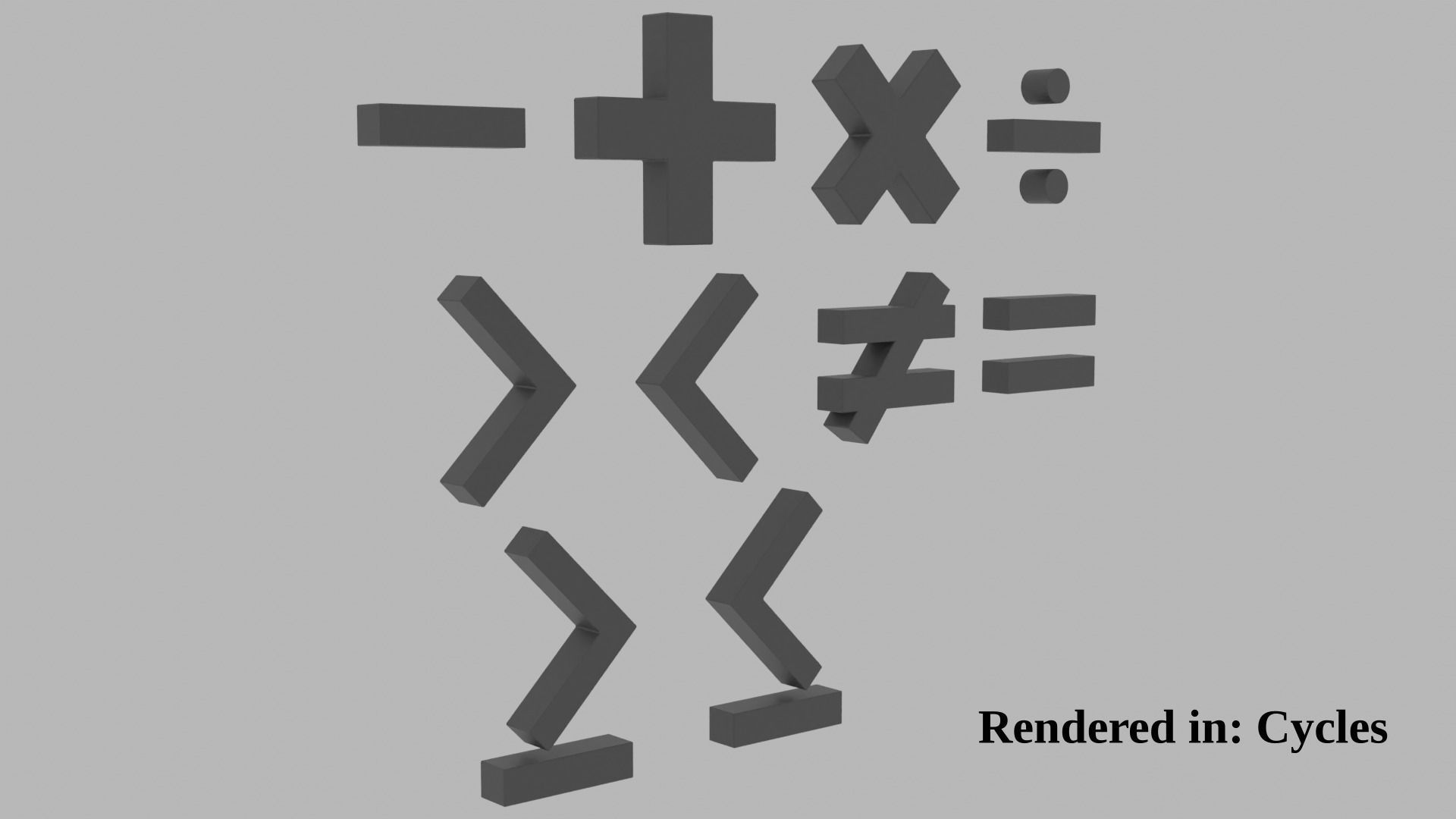 Math symbols Low-poly 3D model_2