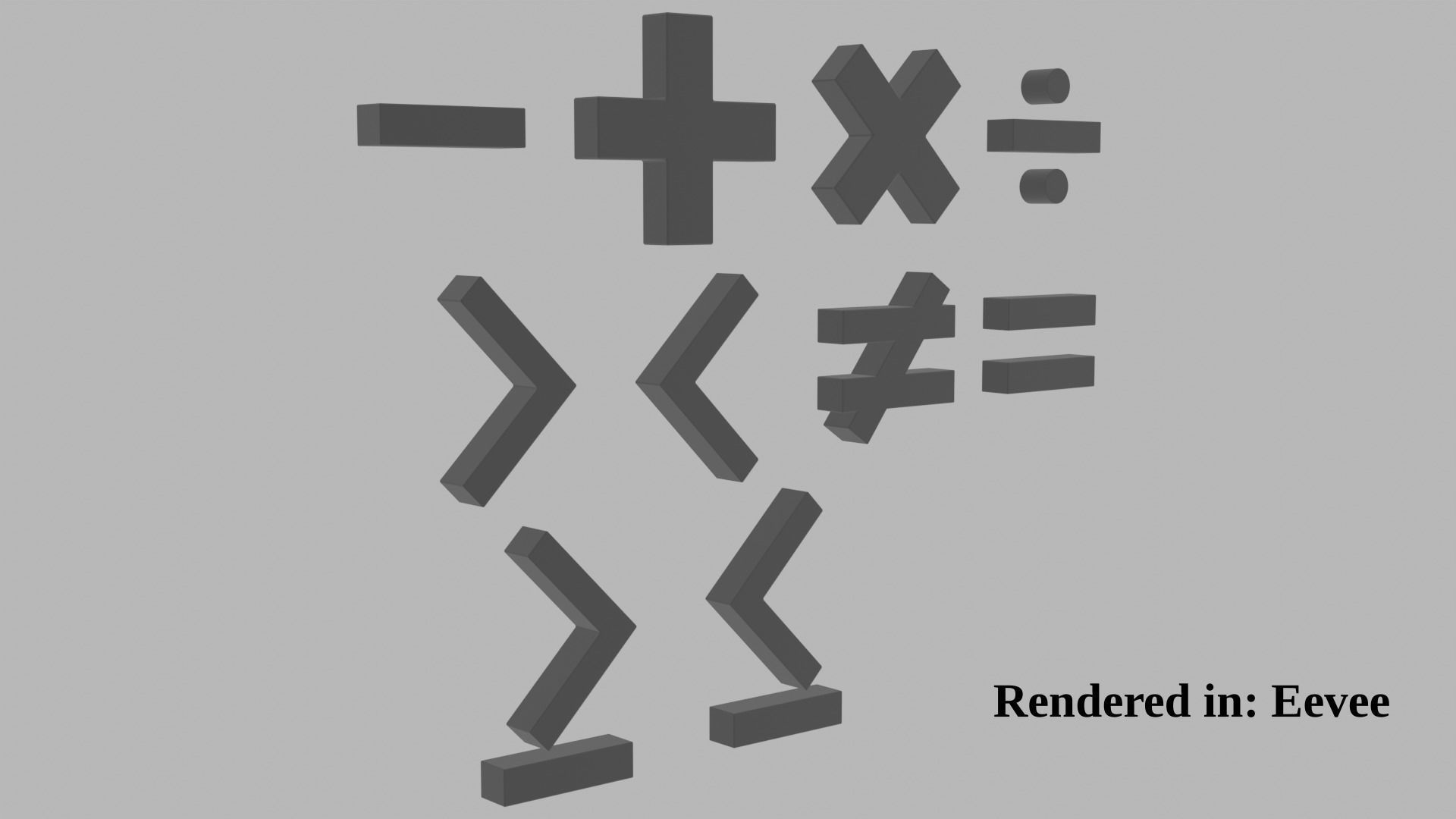 Math symbols Low-poly 3D model_3