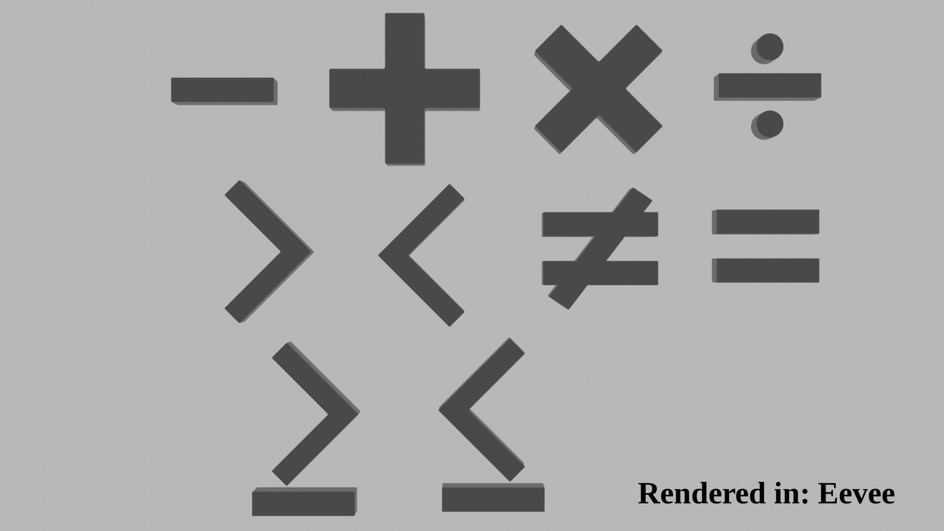 Math symbols Low-poly 3D model_1