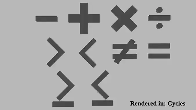 Math symbols Low-poly 3D model