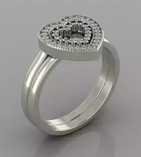 2 Heart Ring 3d print model 3D print model