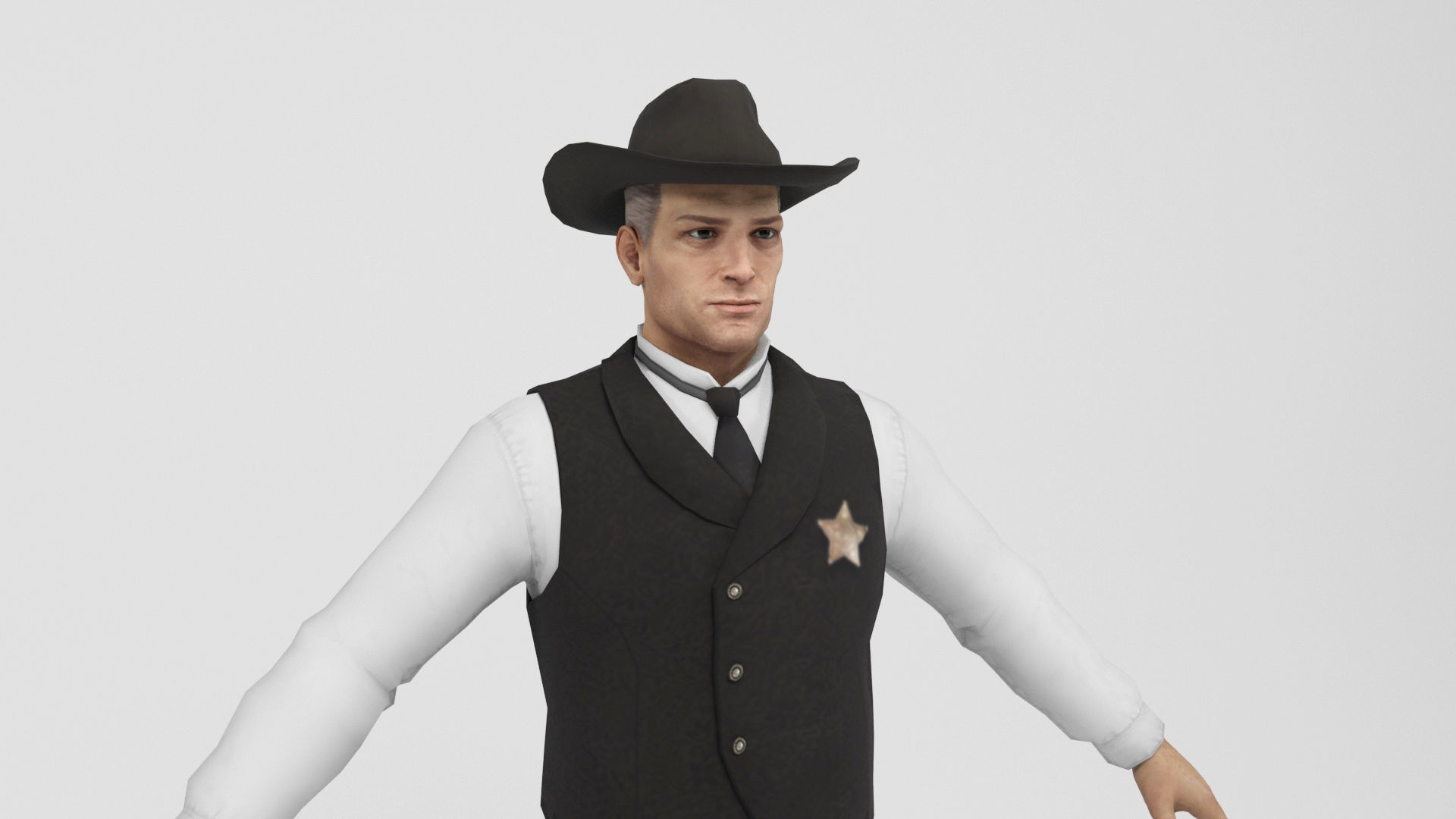 West sheriff Low-poly 3D model_7