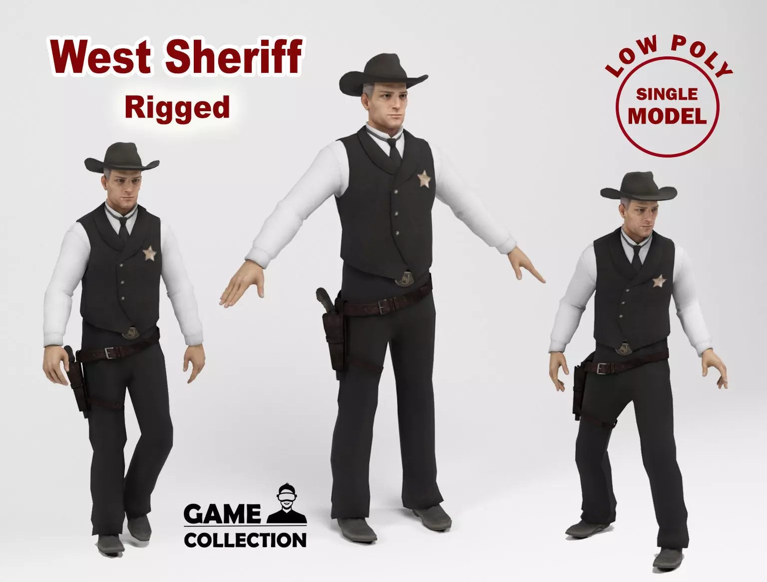 West sheriff Low-poly 3D model_0