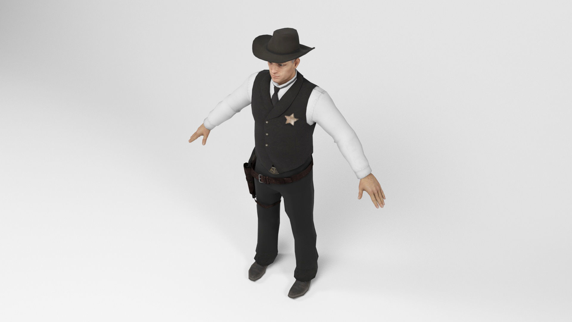 West sheriff Low-poly 3D model_5