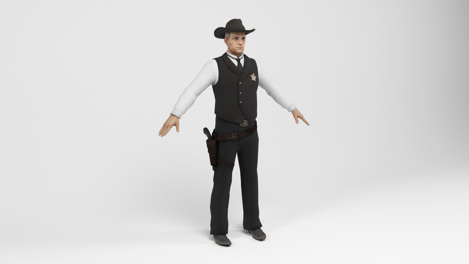 West sheriff Low-poly 3D model_1