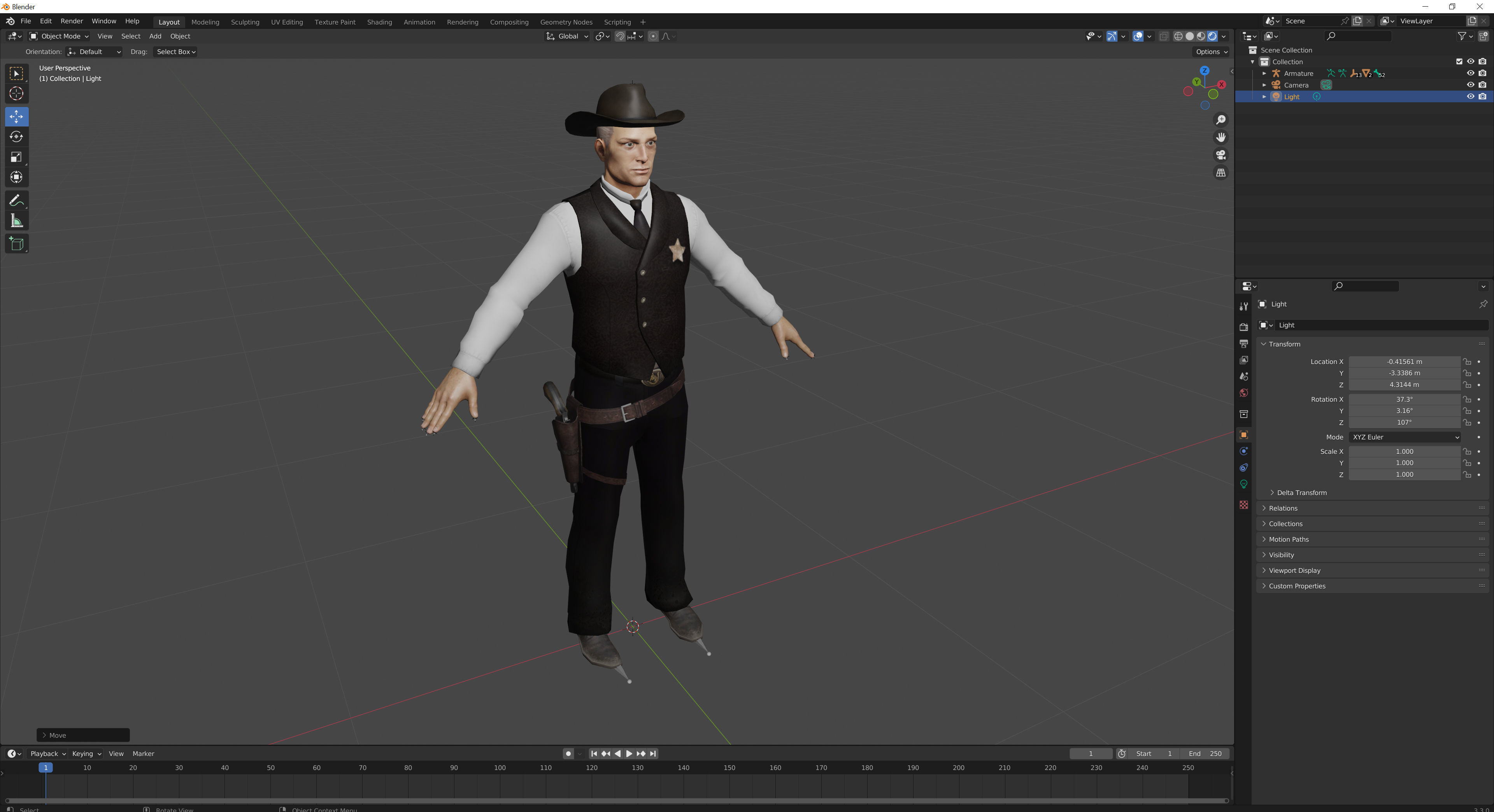 West sheriff Low-poly 3D model_15