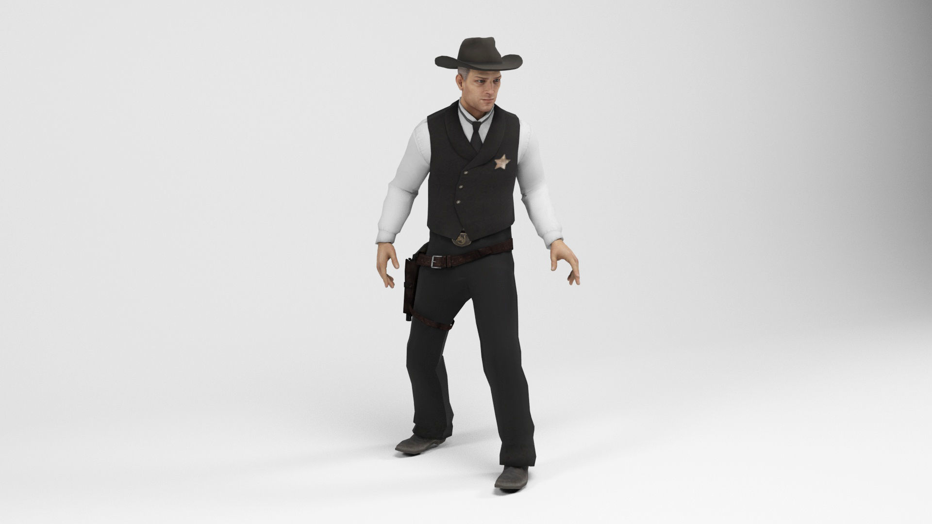 West sheriff Low-poly 3D model_6