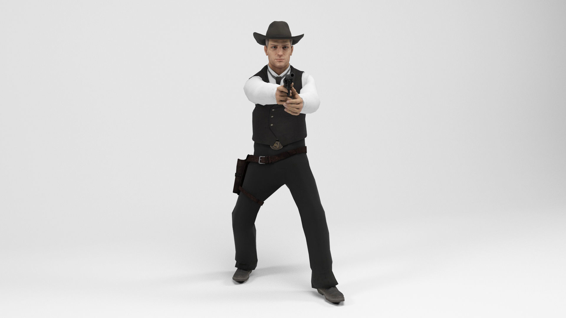 West sheriff Low-poly 3D model_10
