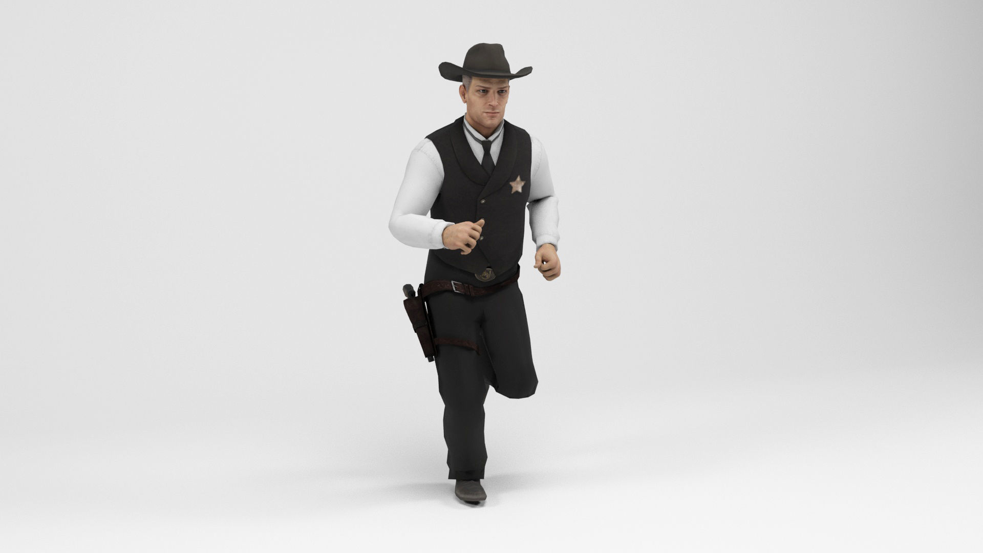 West sheriff Low-poly 3D model_9