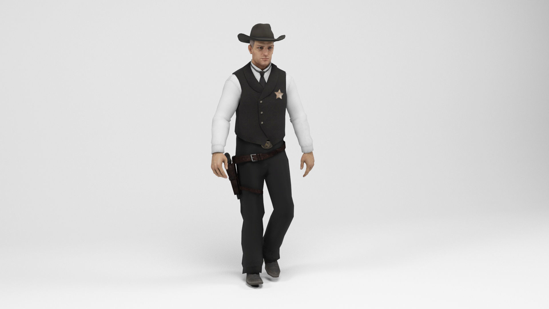 West sheriff Low-poly 3D model_8