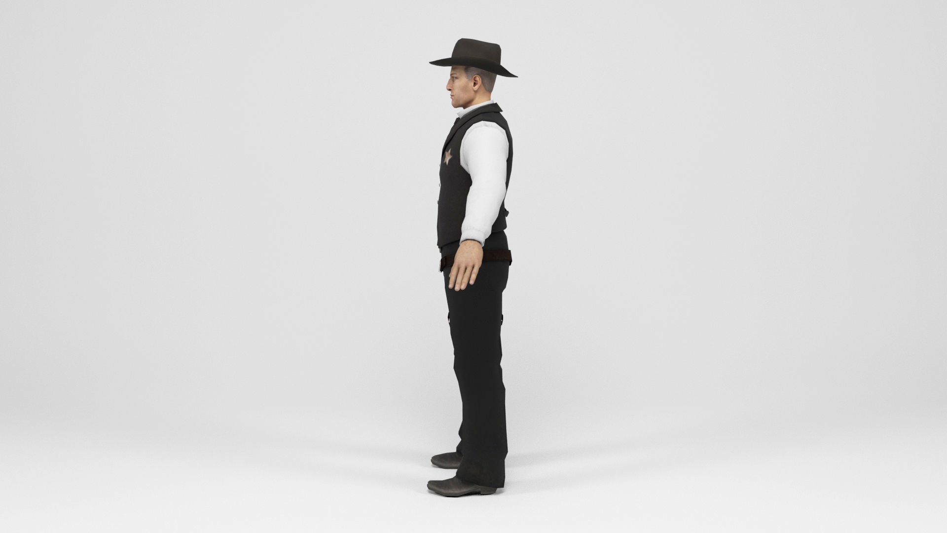 West sheriff Low-poly 3D model_3