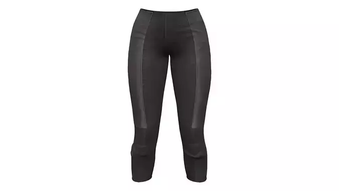 Side Leather Short Legging Pants