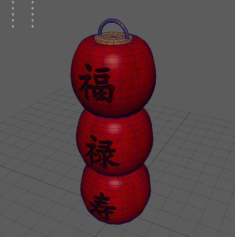 Realistic Chinese Lantern 5  Low-poly 3D model_17
