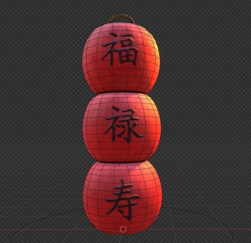 Realistic Chinese Lantern 5  Low-poly 3D model_12