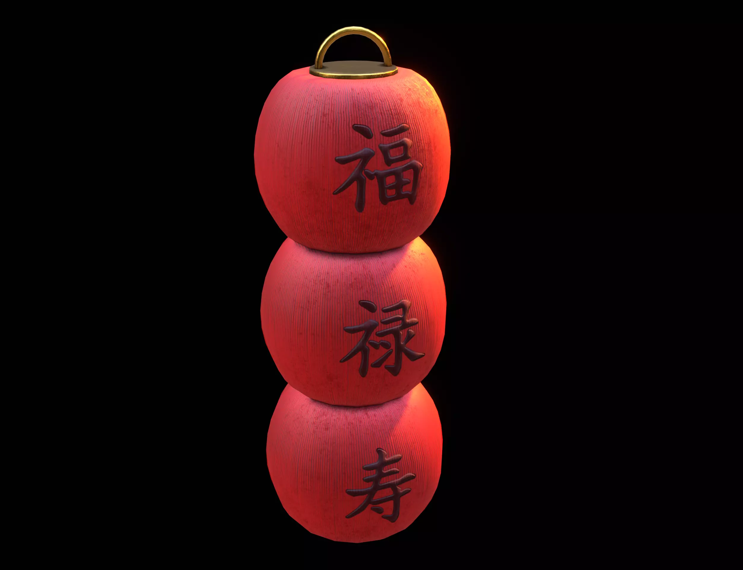 Realistic Chinese Lantern 5  Low-poly 3D model_0