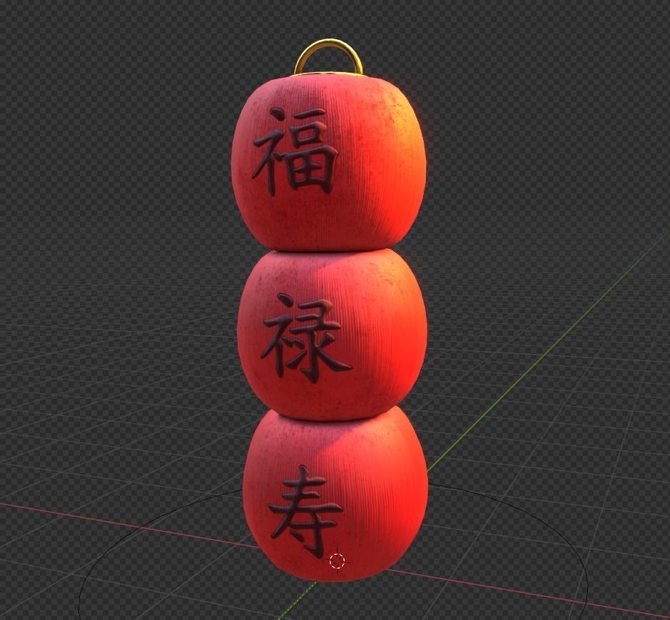 Realistic Chinese Lantern 5  Low-poly 3D model_9