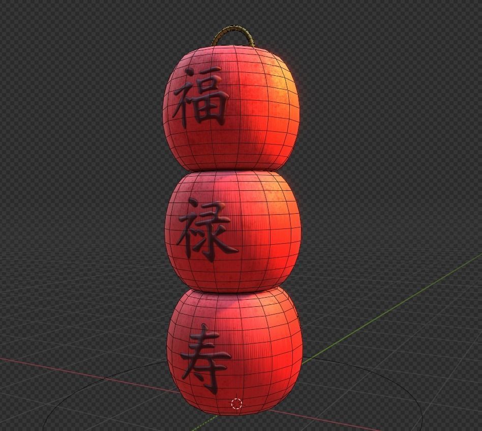 Realistic Chinese Lantern 5  Low-poly 3D model_14