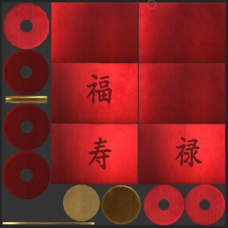 Realistic Chinese Lantern 5  Low-poly 3D model_27