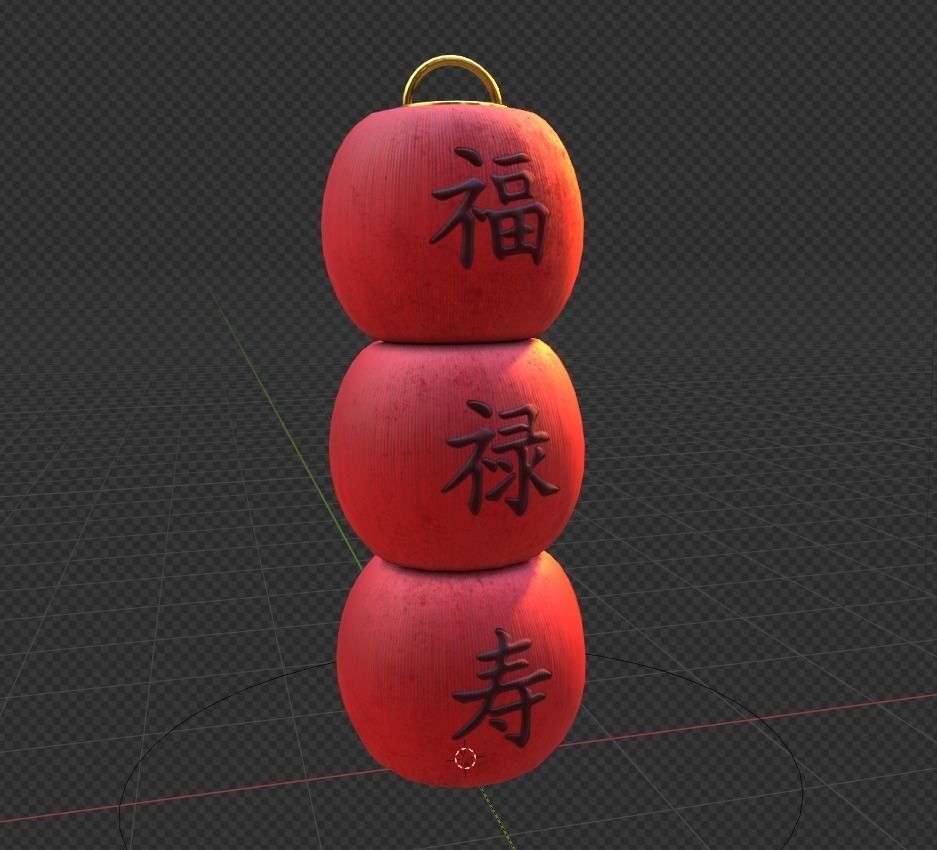 Realistic Chinese Lantern 5  Low-poly 3D model_8