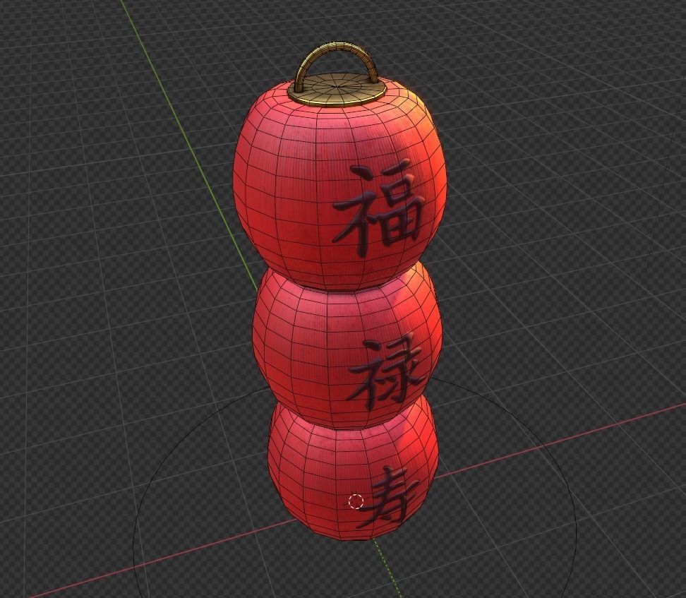 Realistic Chinese Lantern 5  Low-poly 3D model_11