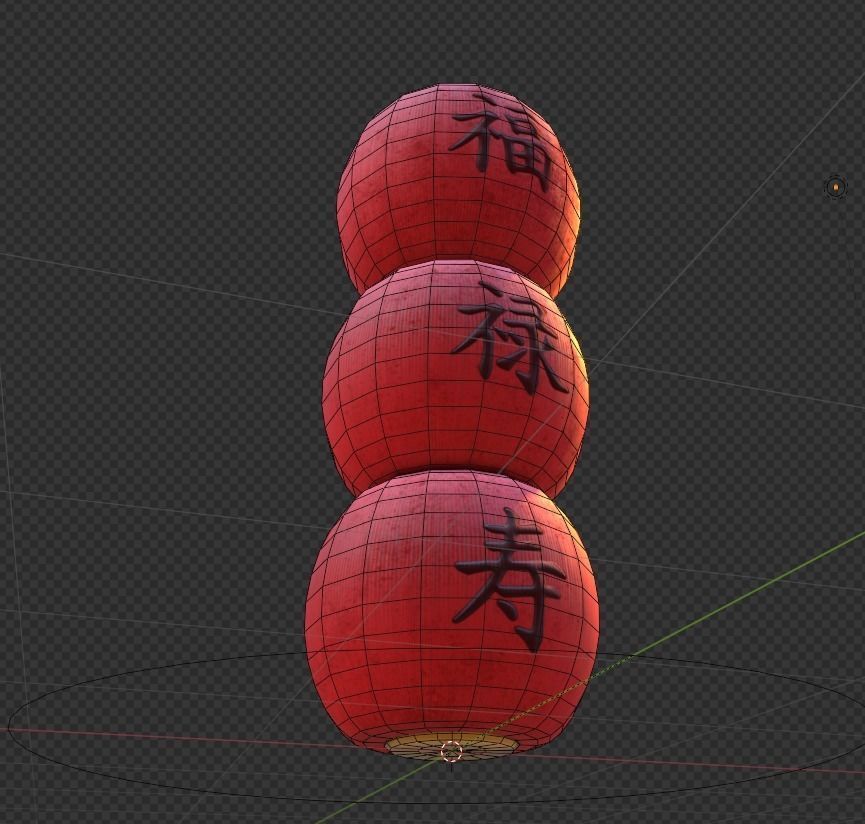 Realistic Chinese Lantern 5  Low-poly 3D model_13