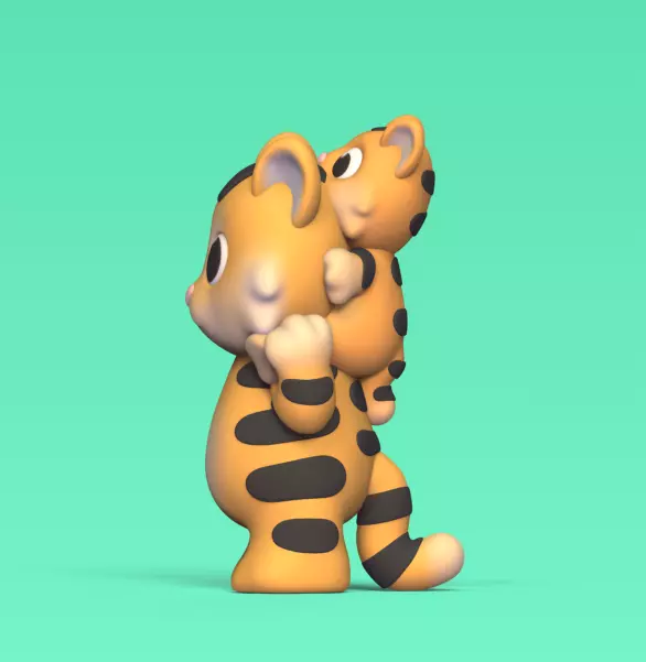 Tiger With Son 3D print model_0
