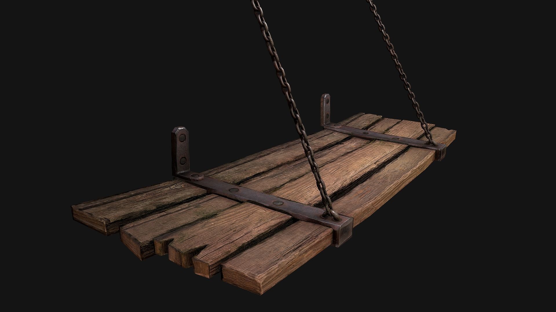 Medieval Prison Bed Low-poly 3D model_21