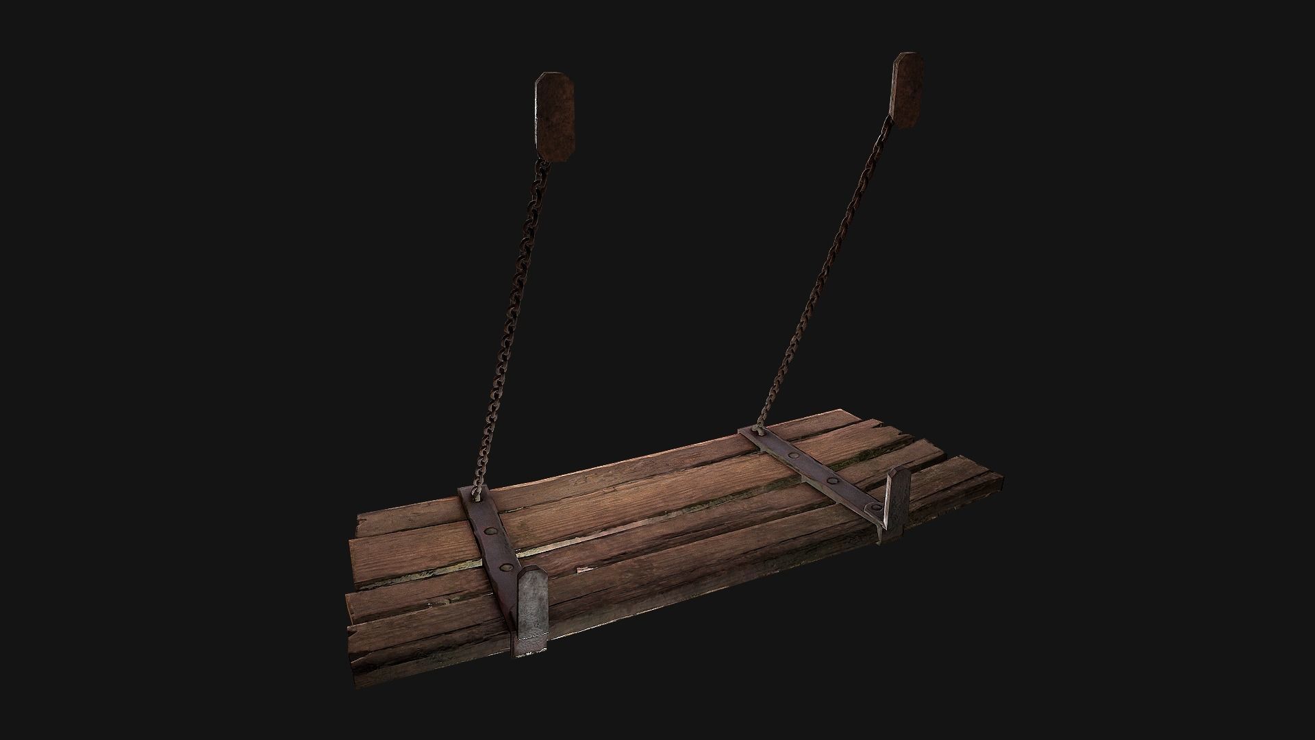 Medieval Prison Bed Low-poly 3D model_9